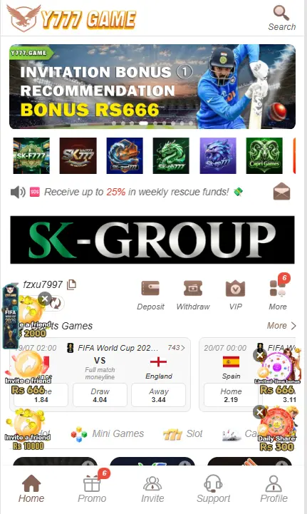 Y777 Game APK layout