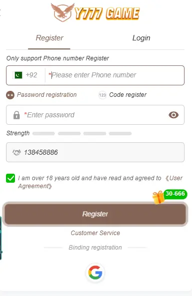 Y777 Game login